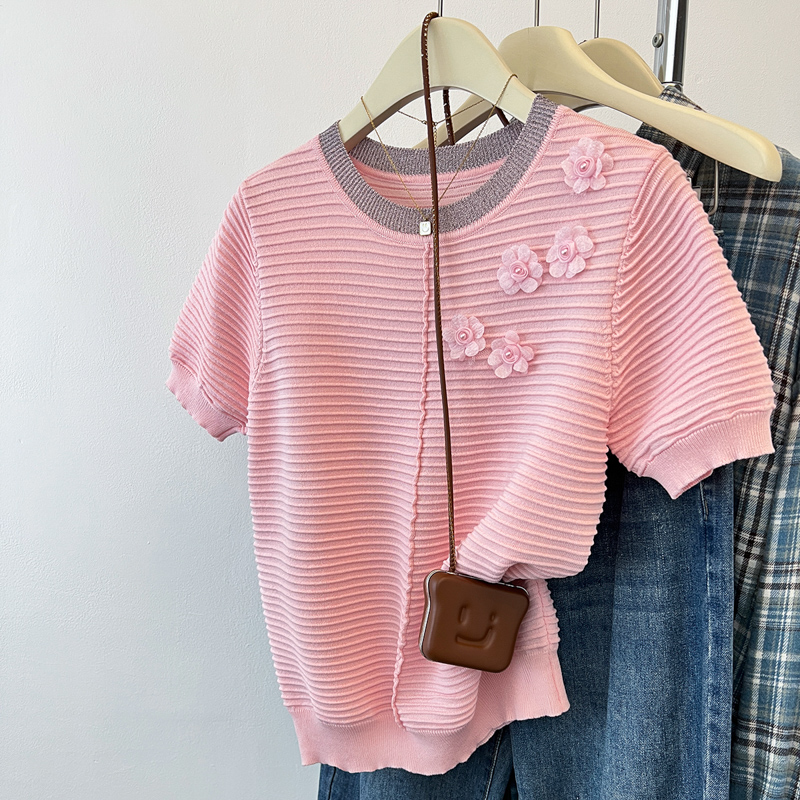 Short sleeve knitted T-shirt colors summer tops