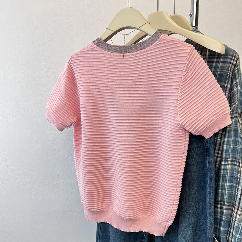 Short sleeve knitted T-shirt colors summer tops