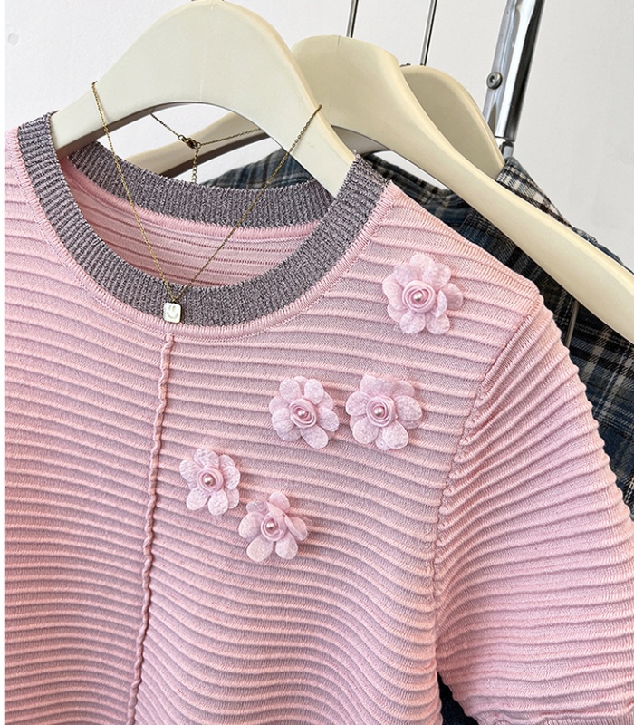 Short sleeve knitted T-shirt colors summer tops