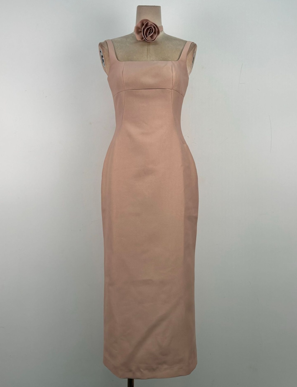 Niche split rose long dress hollow temperament sling dress