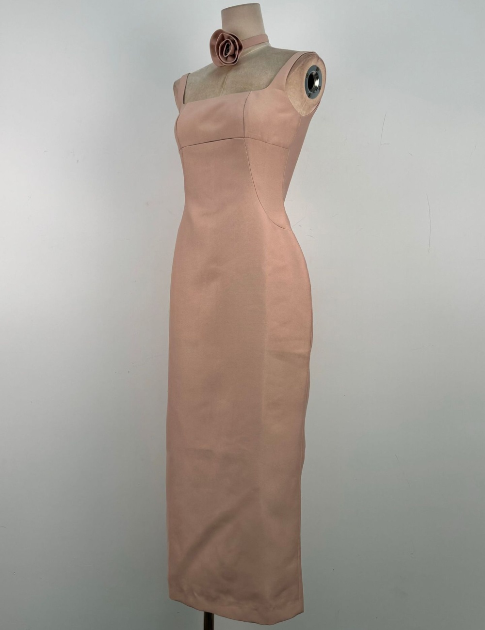 Niche split rose long dress hollow temperament sling dress