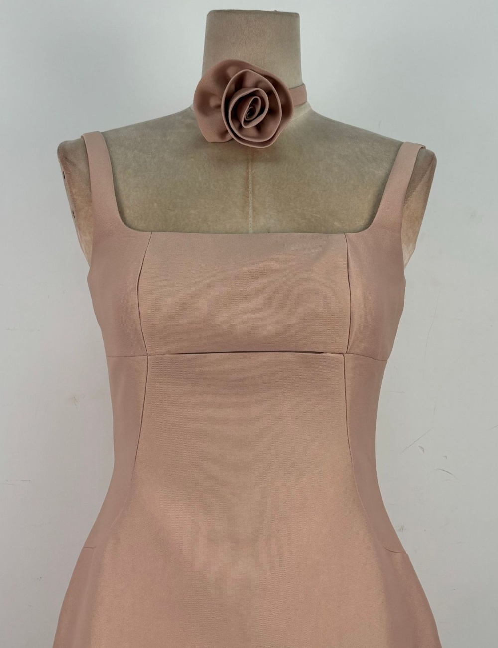 Niche split rose long dress hollow temperament sling dress