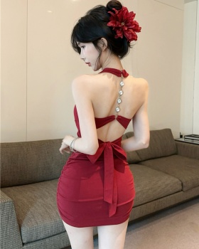 Sling halter package hip slim bandage dress for women
