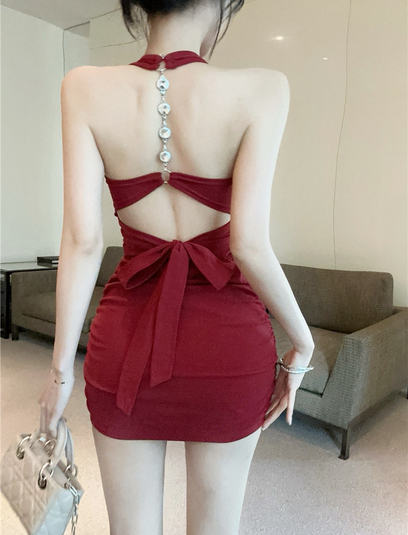Sling halter package hip slim bandage dress for women