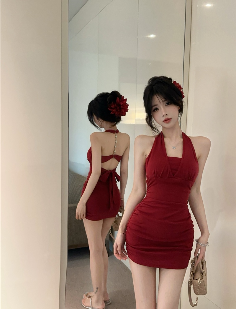 Sling halter package hip slim bandage dress for women