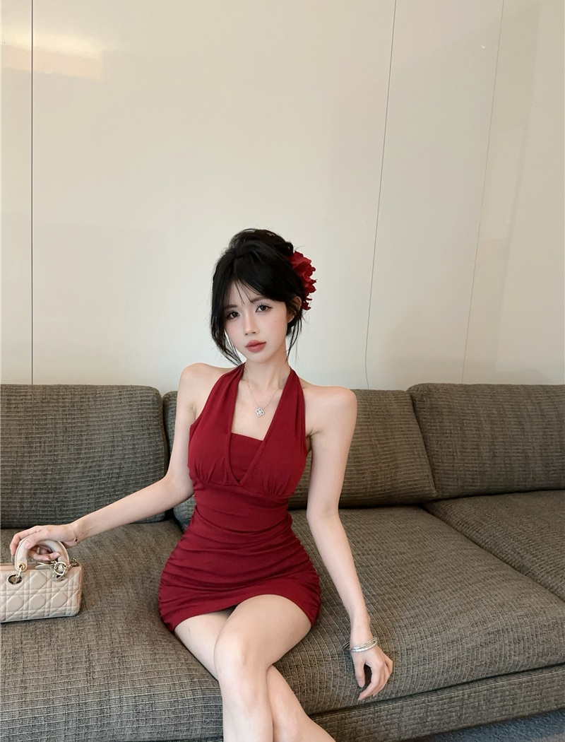 Sling halter package hip slim bandage dress for women