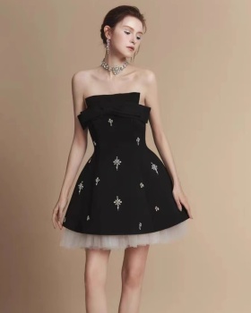 Ladies bow France style T-back beading niche dress