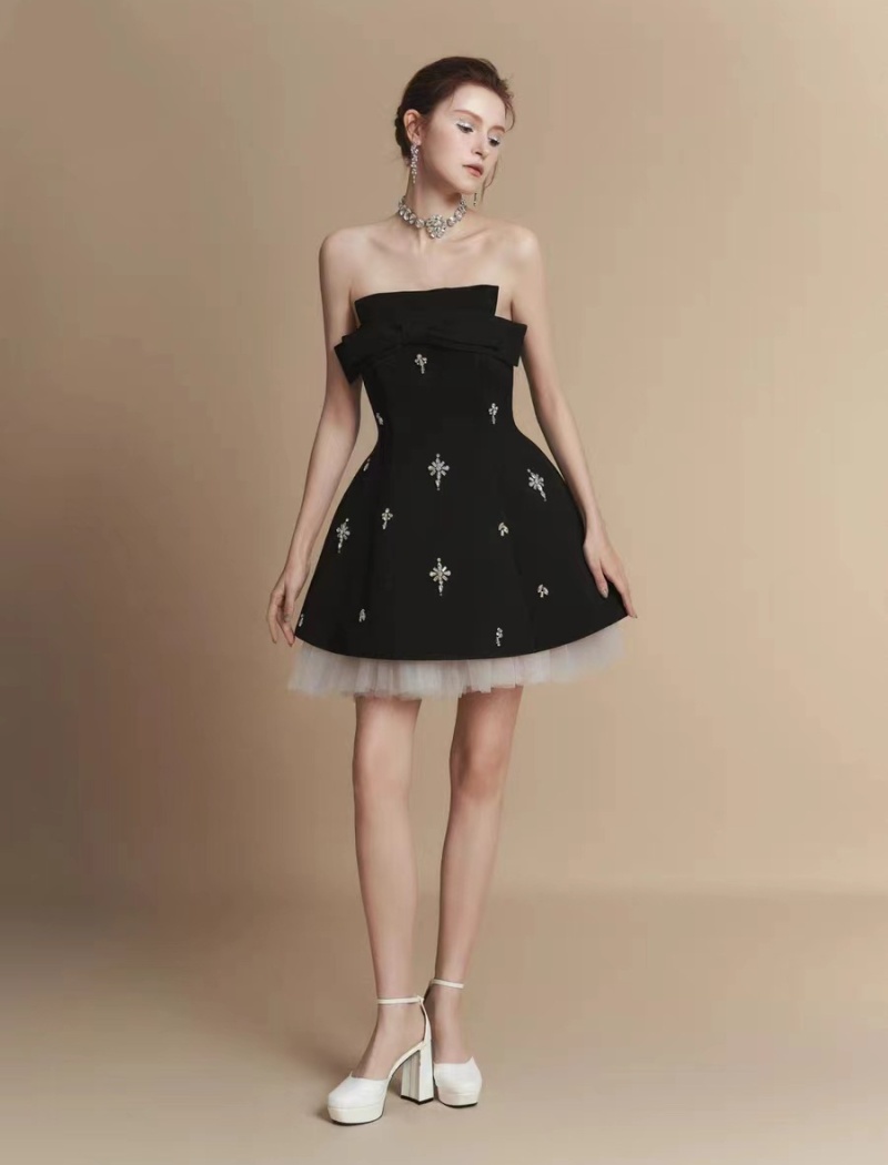 Ladies bow France style T-back beading niche dress