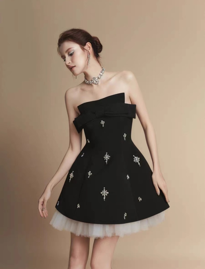 Ladies bow France style T-back beading niche dress