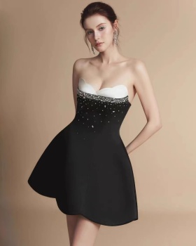 Ladies beading sling dress banquet temperament T-back