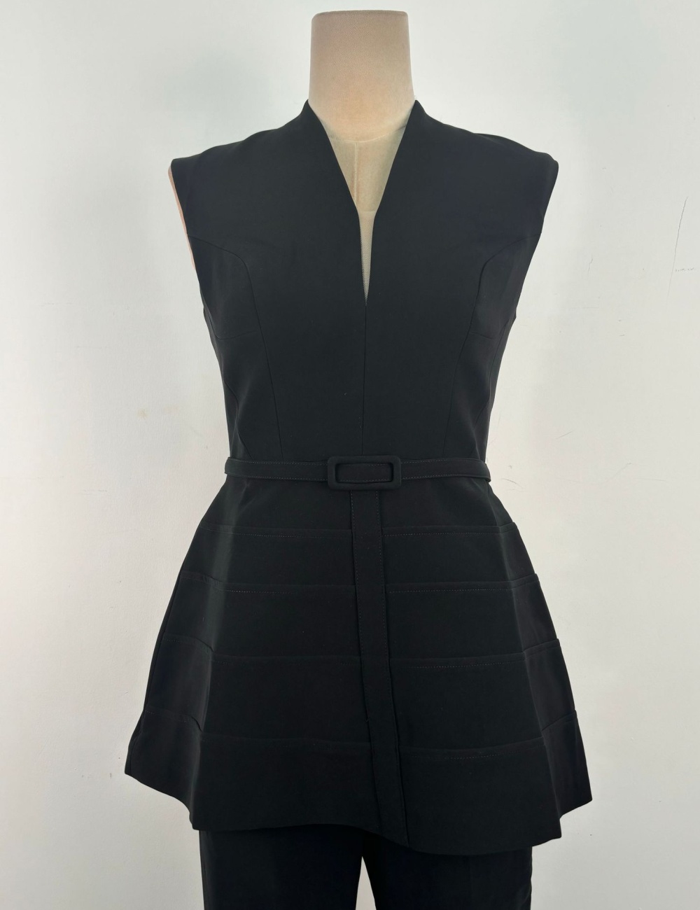 Slim black long pants temperament sleeveless tops 2pcs set