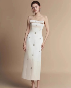 Niche long dress wrapped chest formal dress