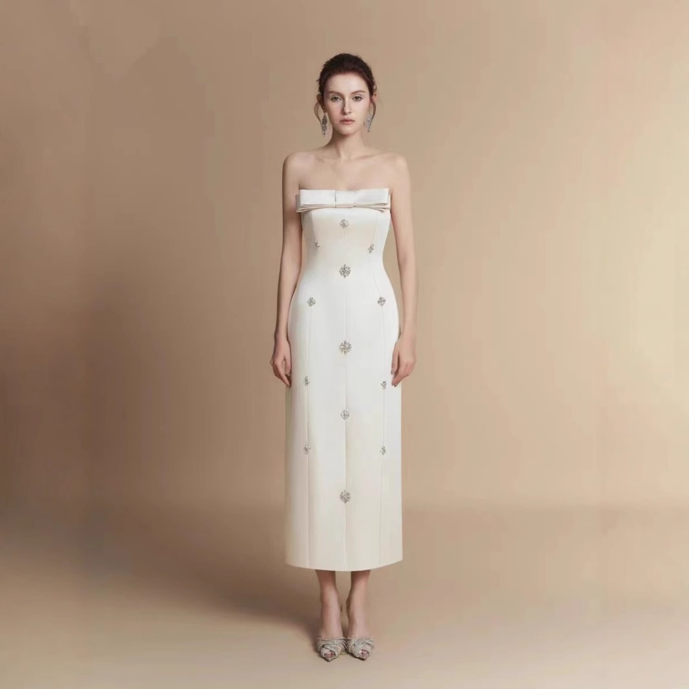 Niche long dress wrapped chest formal dress