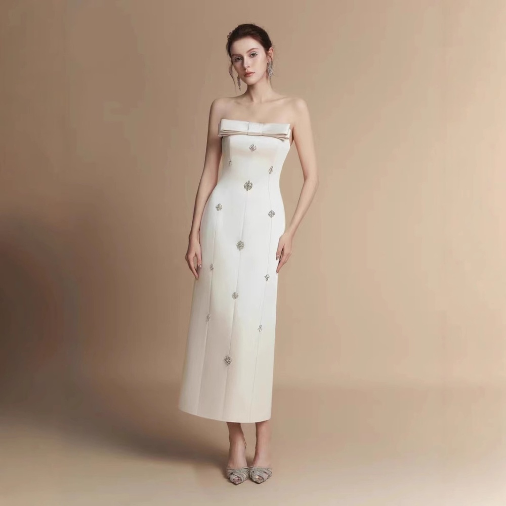 Niche long dress wrapped chest formal dress