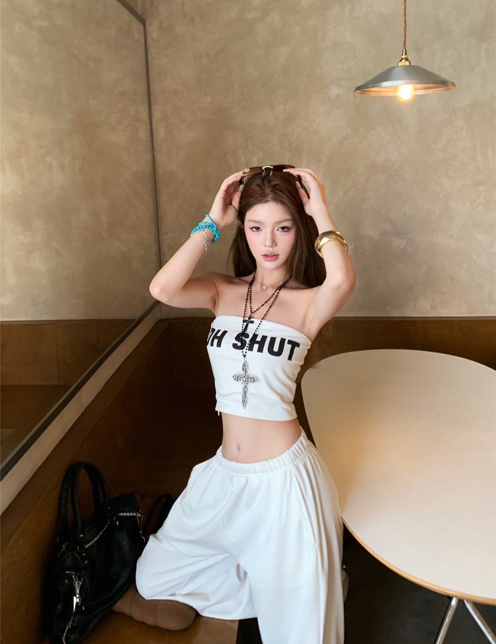 Spicegirl Casual tops loose wide leg pants a set for women