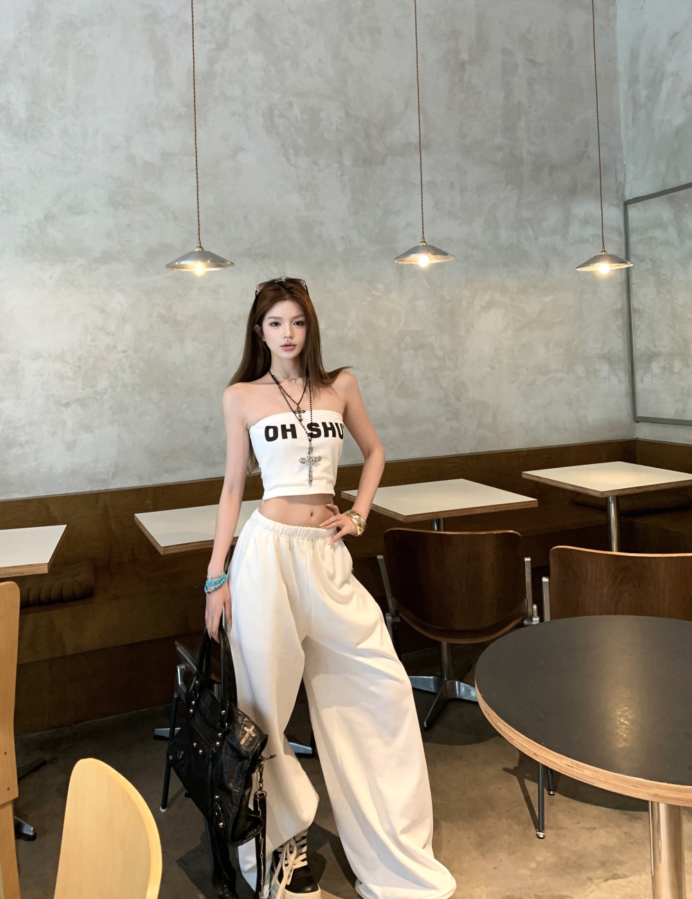 Spicegirl Casual tops loose wide leg pants a set for women