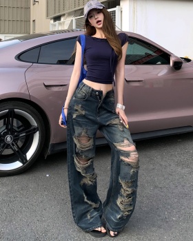 Halter slim T-shirt retro mopping pants for women