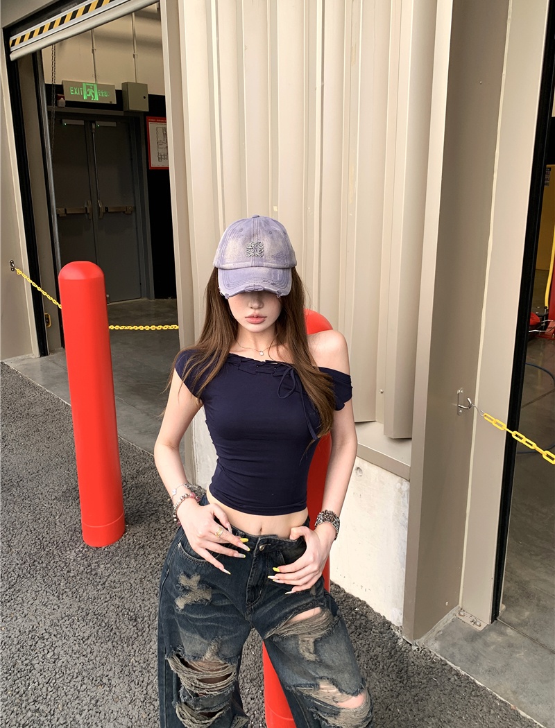 Halter slim T-shirt retro mopping pants for women
