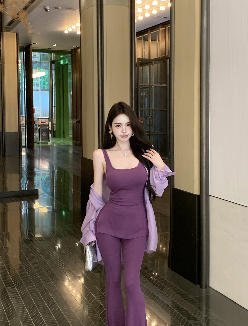 Slim sexy shirt micro speaker vest 3pcs set for women