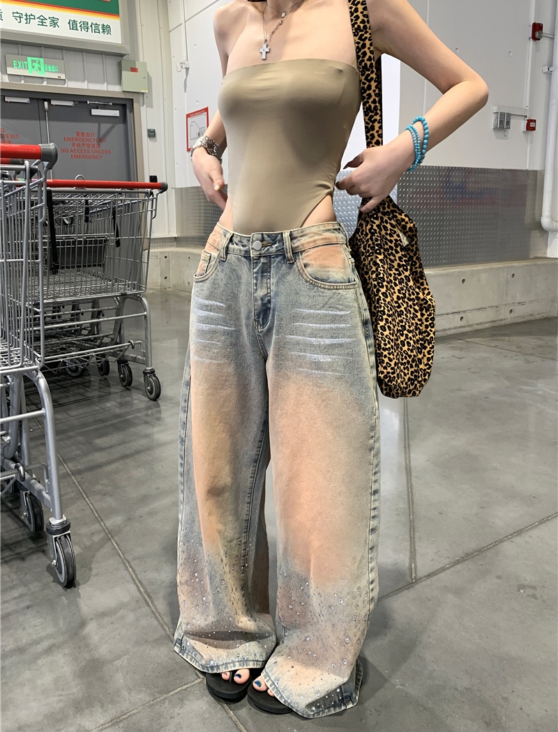 Loose spicegirl niche wide leg jeans for women