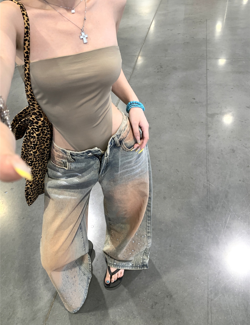 Loose spicegirl niche wide leg jeans for women