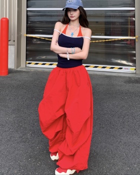 Pseudo-two drape tops retro Casual pants a set for women