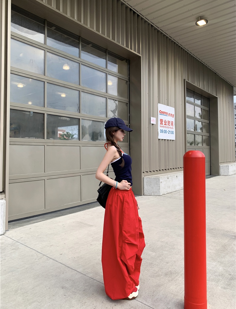 Pseudo-two drape tops retro Casual pants a set for women