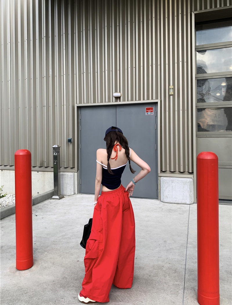 Pseudo-two drape tops retro Casual pants a set for women