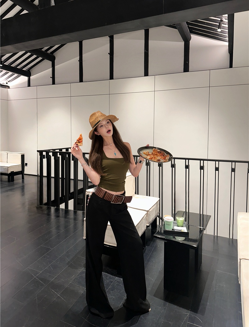 Slim low-waist suit pants straight vest for women