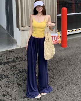 Slim pants elastic waist tops a set for women