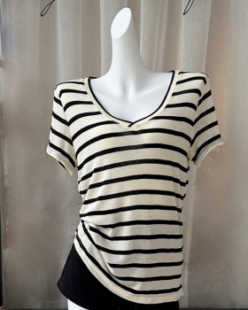 Short sleeve V-neck tops loose T-shirt for women