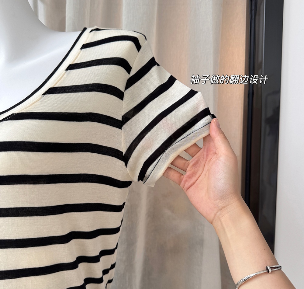 Short sleeve V-neck tops loose T-shirt for women