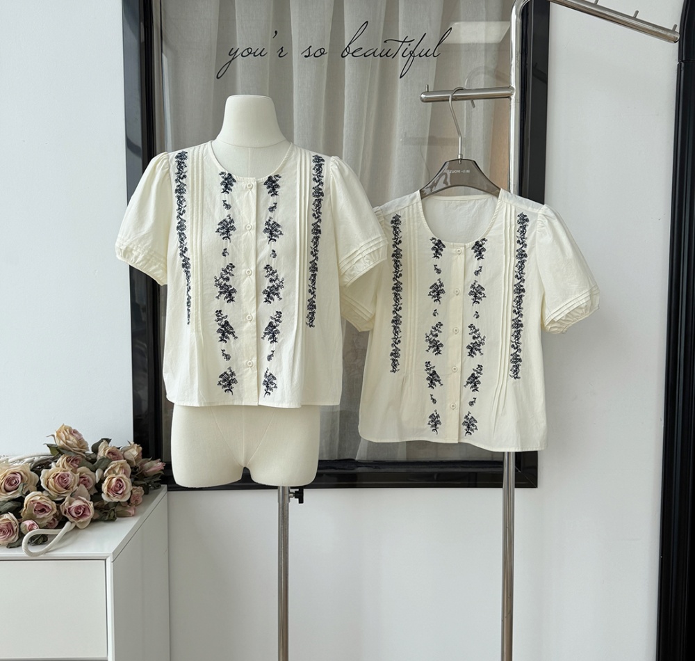 Show young summer shirt puff sleeve doll shirt for women