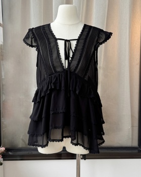 Temperament halter tops V-neck sexy chiffon shirt for women