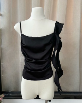 Temperament pinched waist sleeveless tops for women