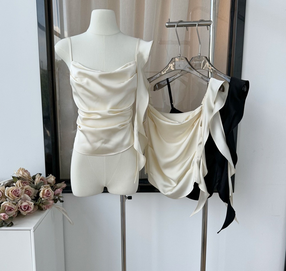 Temperament pinched waist sleeveless tops for women