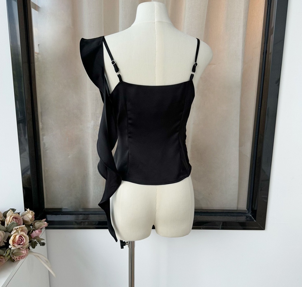 Temperament pinched waist sleeveless tops for women