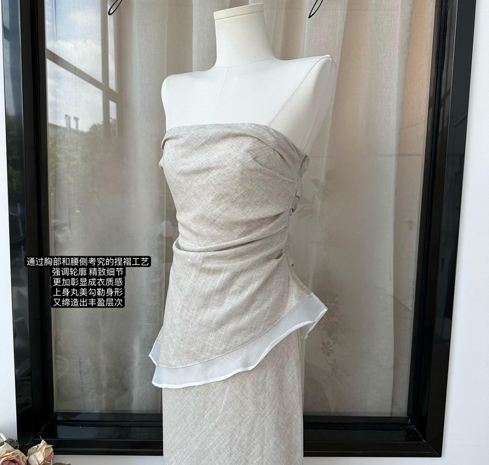 Flax package hip tops mermaid France style skirt 2pcs set
