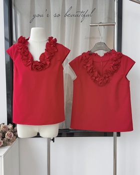 Short sleeve show young tops red slim T-shirt