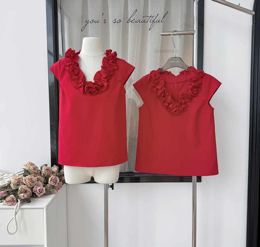Short sleeve show young tops red slim T-shirt