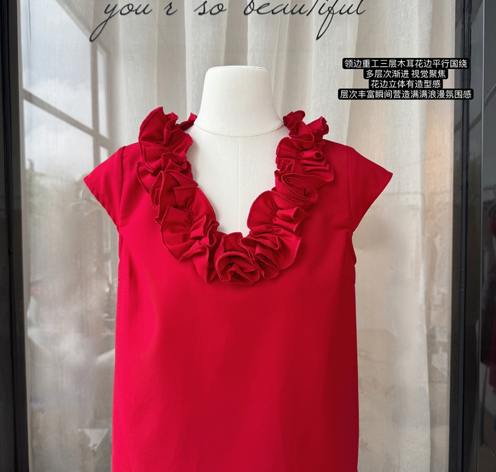 Short sleeve show young tops red slim T-shirt
