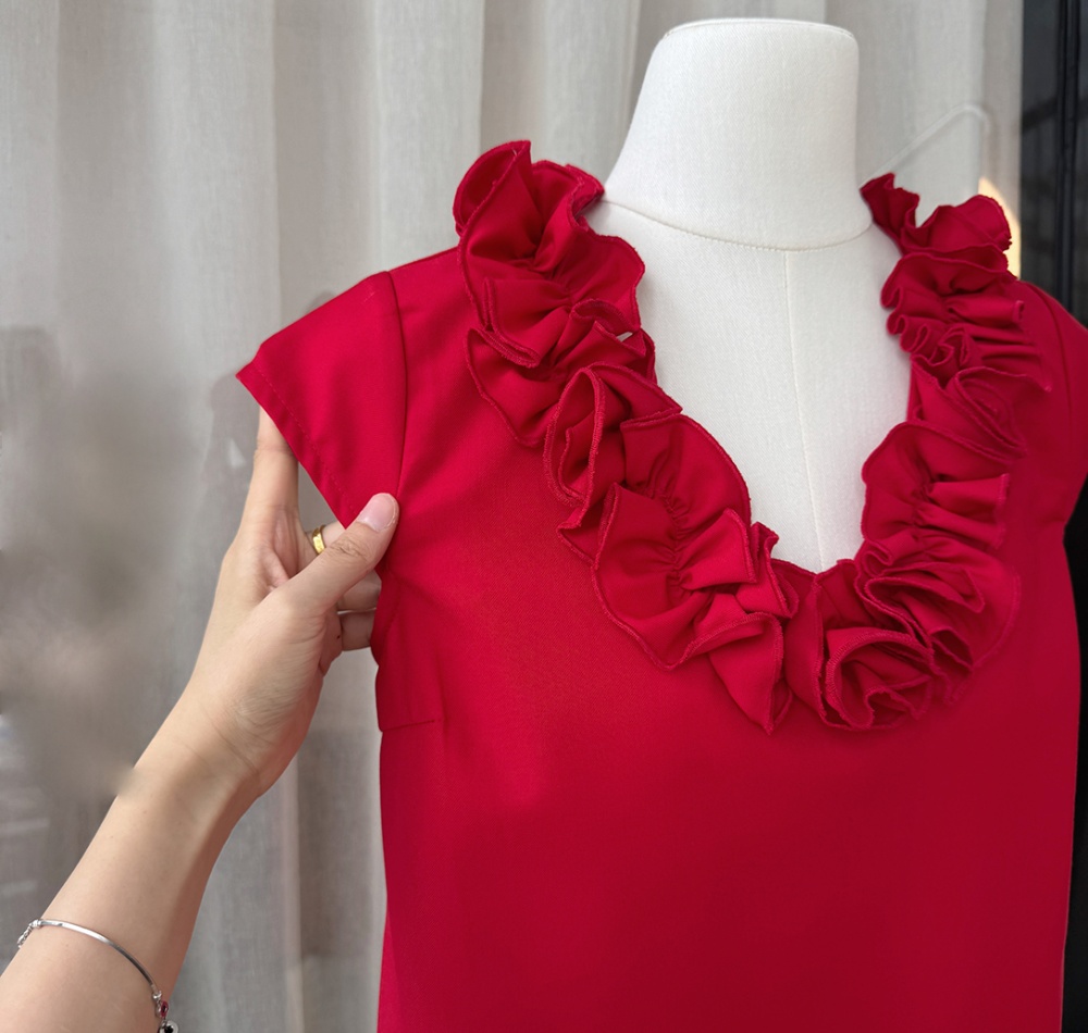 Short sleeve show young tops red slim T-shirt