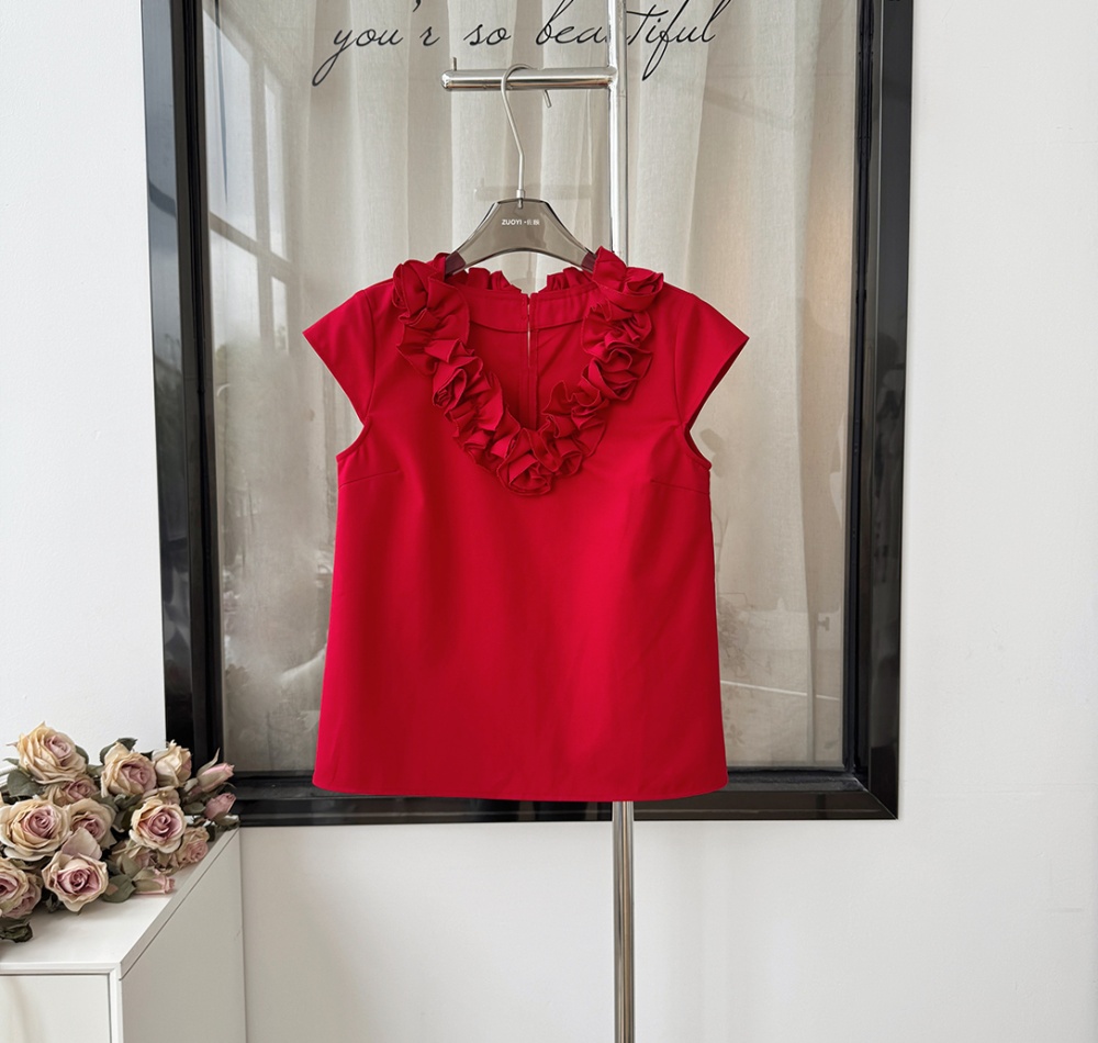 Short sleeve show young tops red slim T-shirt