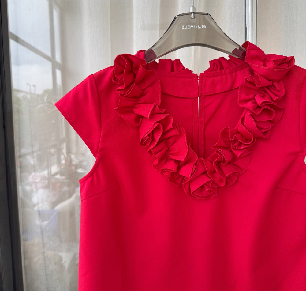 Short sleeve show young tops red slim T-shirt