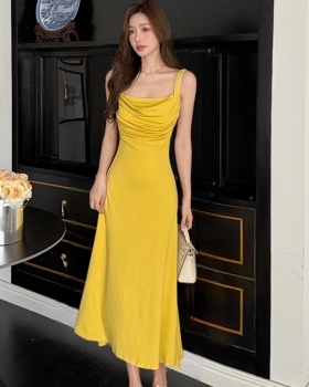 Sling island flair summer knitted elasticity dress