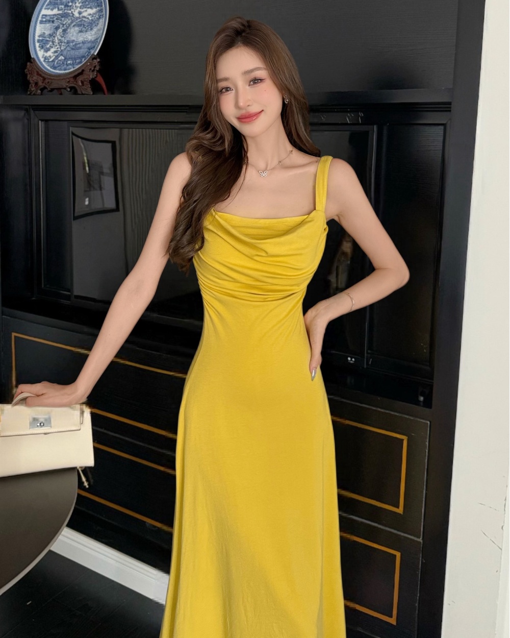 Sling island flair summer knitted elasticity dress