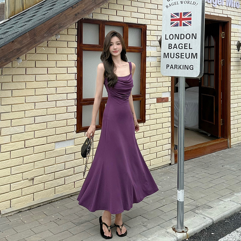 Sling island flair summer knitted elasticity dress