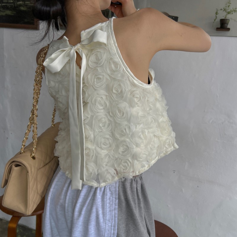 Stereoscopic flowers refinement summer vest