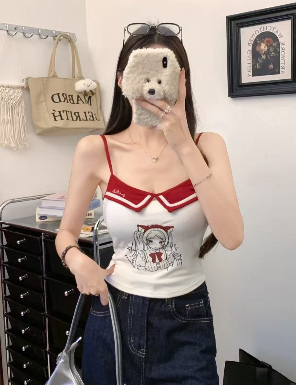 Printing inside the ride tops summer vest for women