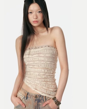 Double color slim corset wrapped chest crosses vest 2pcs set